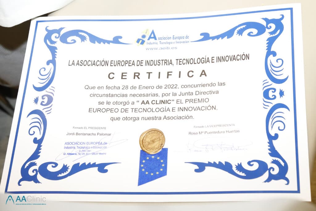 AA clinic premio europeo de tecnología e innovación